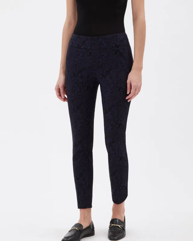 Up! Pants Women's Techno 28" Petal Slit Ankle Pant in Midnight