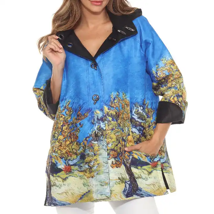 Oopéra Ladies' Reversible Rain Coat Mulberry Tree (Vincent van Gogh) J2539RW - Oopera