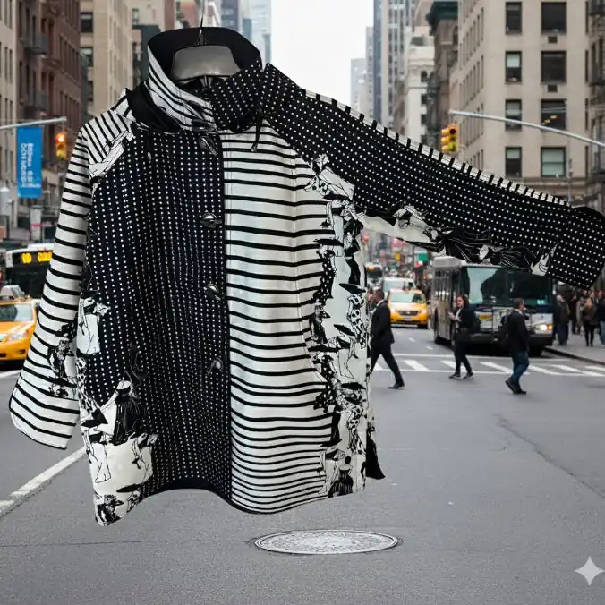 Oopéra Ladies' Reversible Rain Coat Black & White mixed media - Oopera