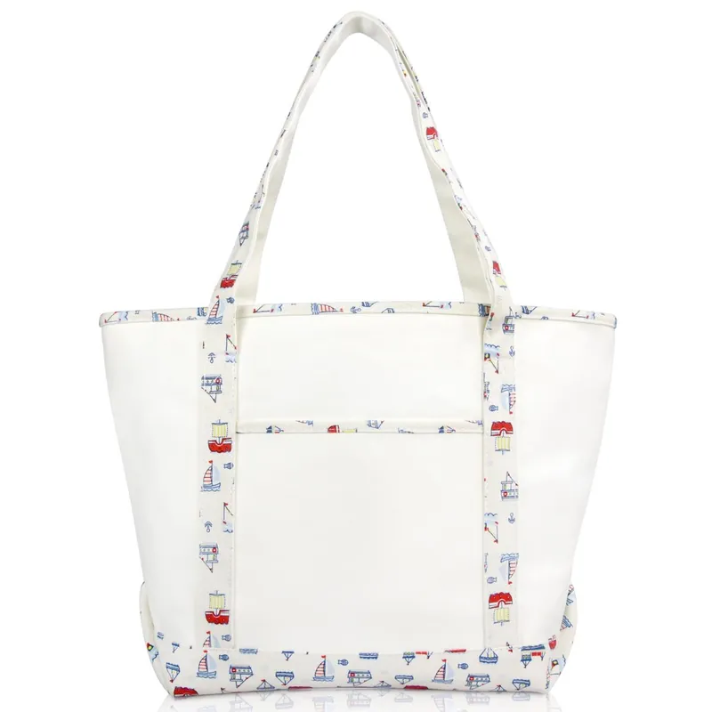 Dalix Sail Boat Tote Shoulder Bag Heavy Cotton Canvas