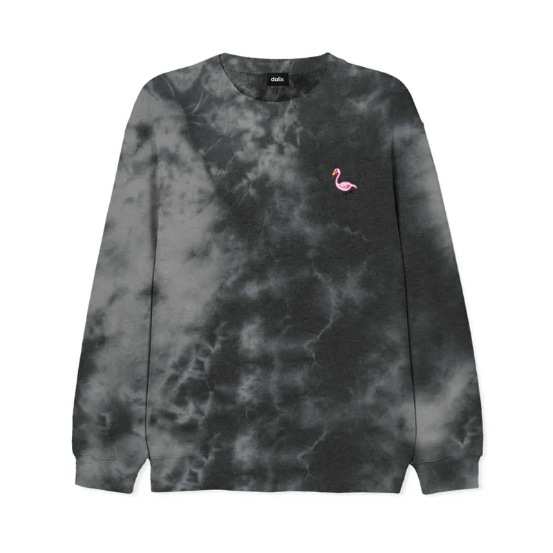 Dalix Flamingo Midweight Fleece Tie Dye Crewneck Sweatshirt
