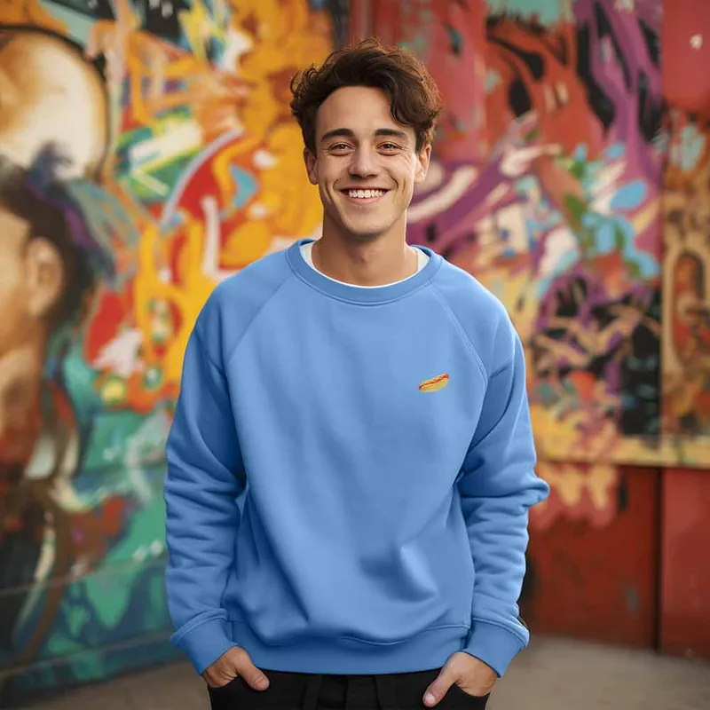 Dalix Hot Dog Midweight Fleece Crewneck Sweatshirt