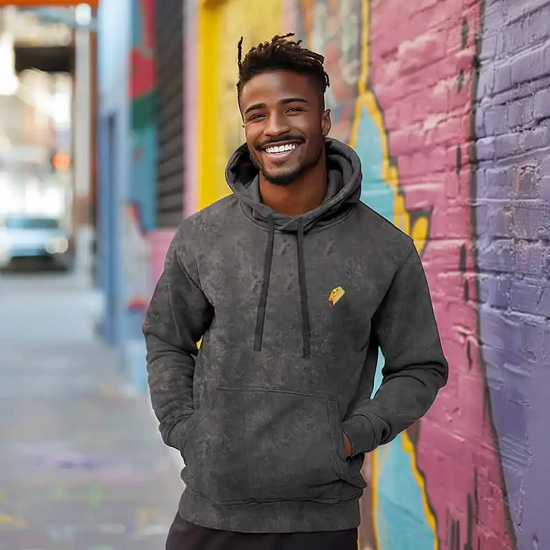Dalix Taco Midweight Fleece Mineral Wash Hoodie