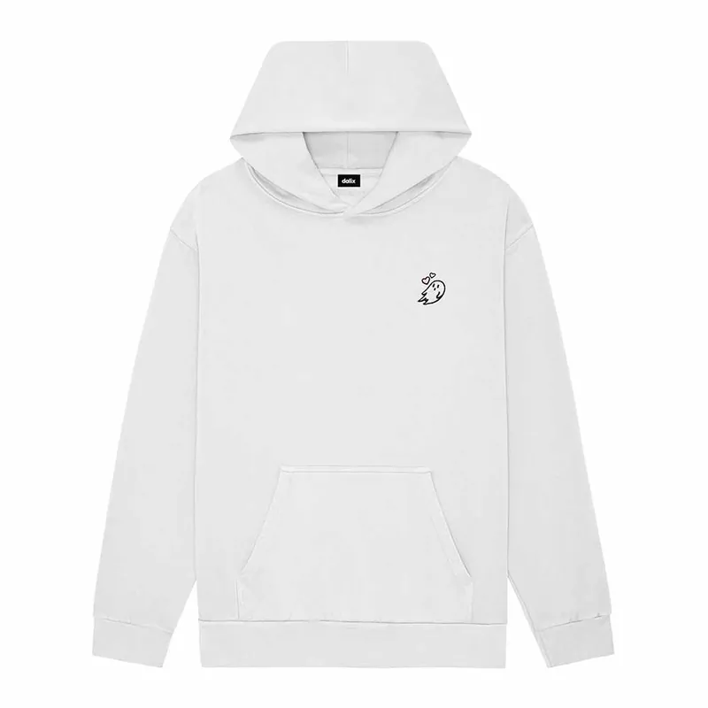 Dalix Womens Heartly Ghost Midweight Fleece Relaxed Hooded Sweatshirt