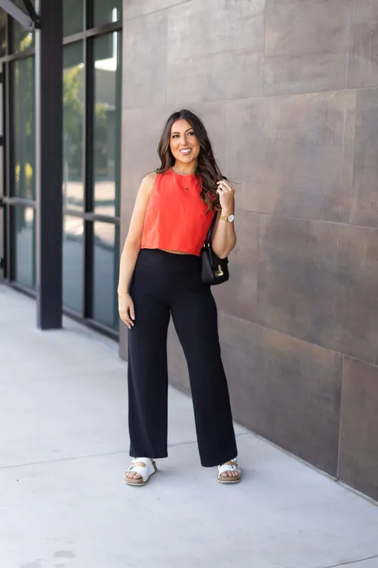 The Brooke - Black Wide Leg Full Length with Pockets