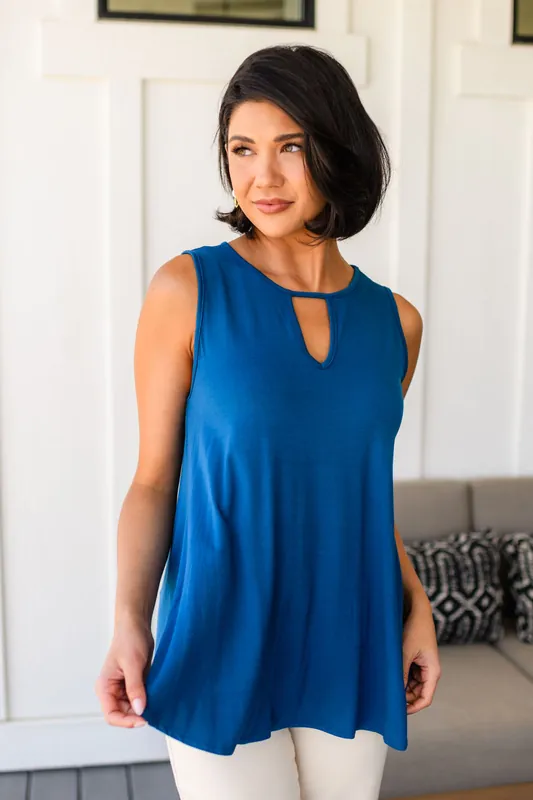Greater than Great Keyhole Detail Tank in Teal - Lovely Melody