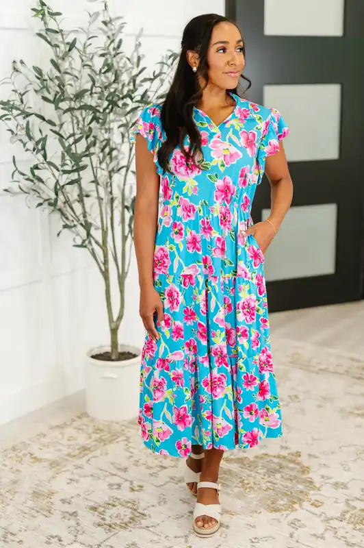 Fleurget Me Not Tiered Flutter Sleeve Dress - Haptics