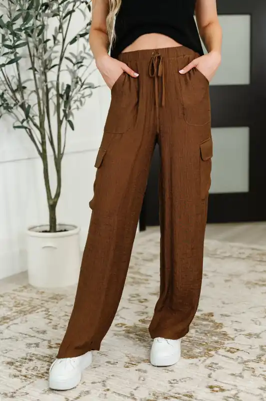Off Duty Straight Leg Cargo Pants Brown - Blu Pepper