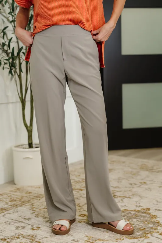 Peachy Keen Straight Leg Trousers in Stone Taupe - Rae Mode