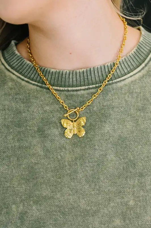 Flutter & Shine Butterfly Pendant Necklace in Gold - The Dapper Squirrel