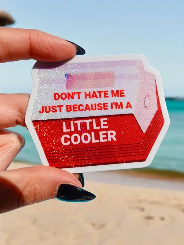Little Cooler – Retro Red Holographic Waterproof Decal - UntamedEgo LLC.