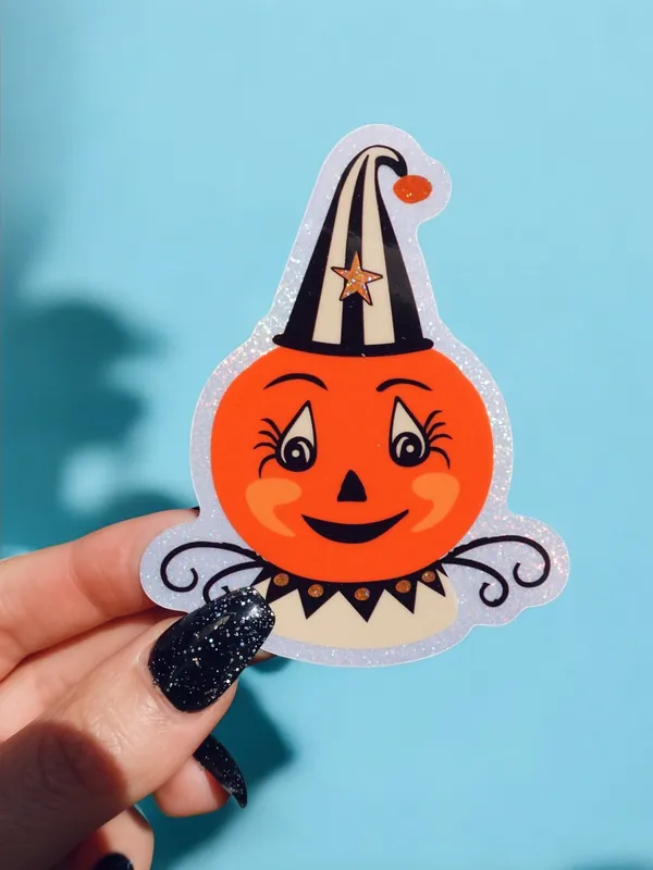 Retro Pumpkin Halloween Sticker - UntamedEgo LLC.