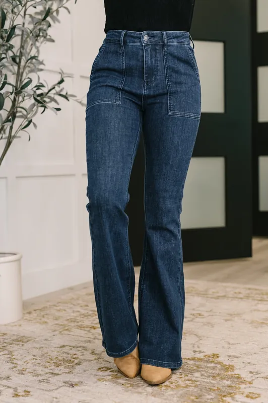 Jada High Waist Flare with Patch Pockets - Judy Blue