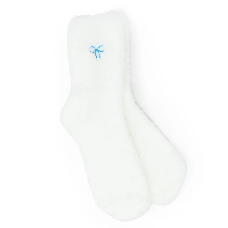 Blue Ribbon Fuzzy Socks - Mary Kathryn Design