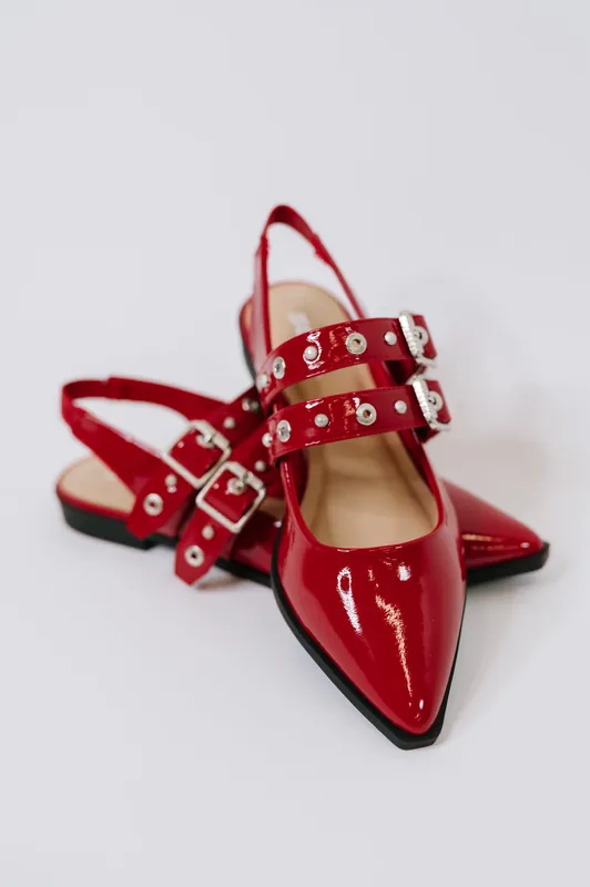 Pop of Color Pointy Toe Slip On in Red - Soda