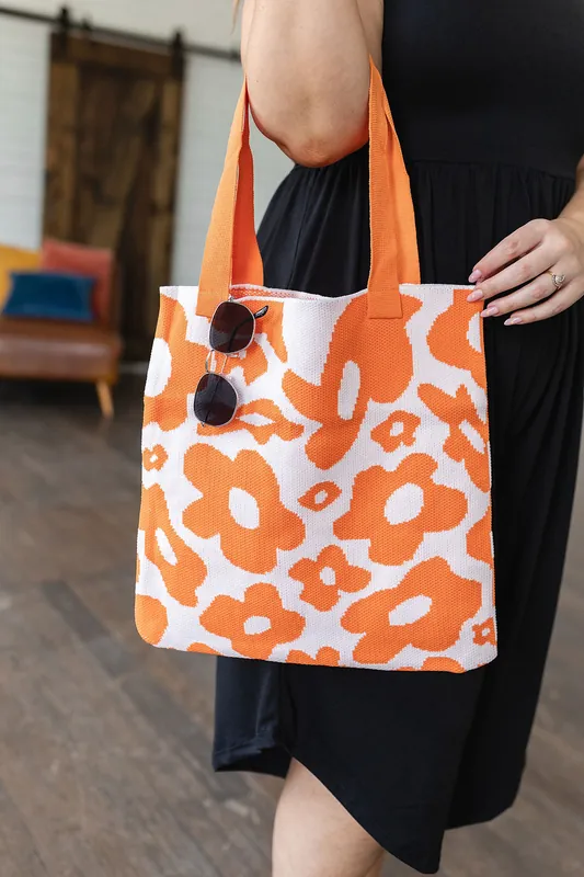 Lazy Daisy Knit Bag in Orange - The Dapper Squirrel