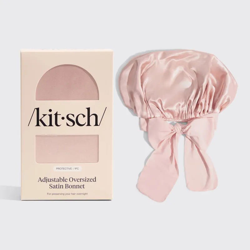 Adjustable Oversized Satin Bonnet- Blush
