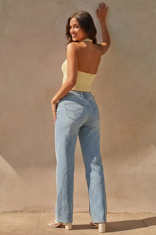 Luxe Low Rise “WannaBettaButt” Wide Leg Jeans - YMI JEANS