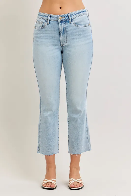 Martha Mid Rise Kick Flare w Raw Hem - Judy Blue