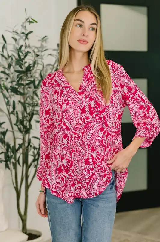 Lizzy Top in Pink Paisley - Dear Scarlett