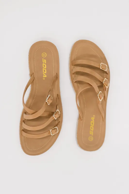 Trusty Strappy Sandals in Light Tan - Soda