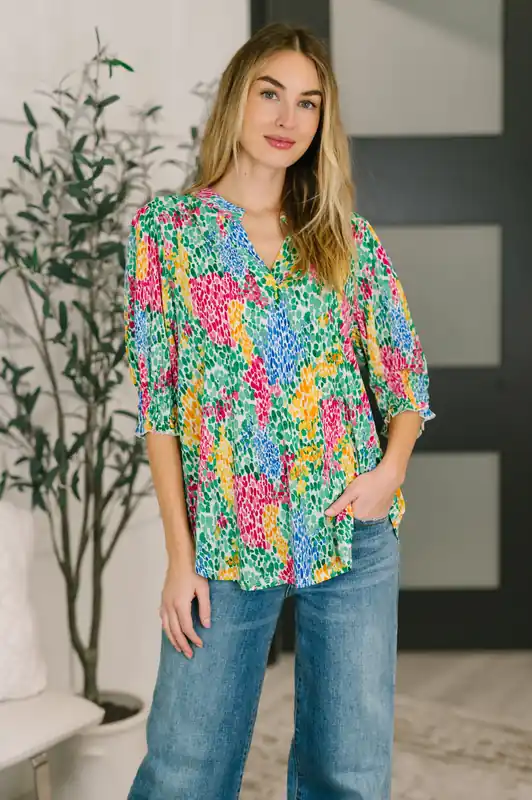 Lizzy Smock Top in Light Multi Painted - Dear Scarlett