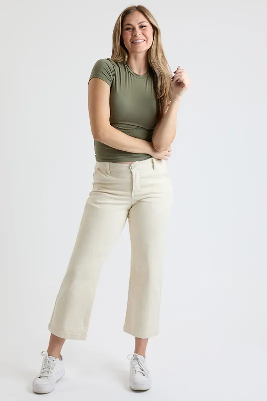High Rise Wide Leg Jeans with Elastic Back - YMI JEANS