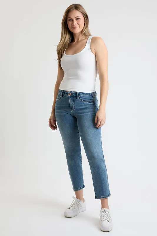 Premium Stretch Cropped Slim Straight Jeans - YMI JEANS