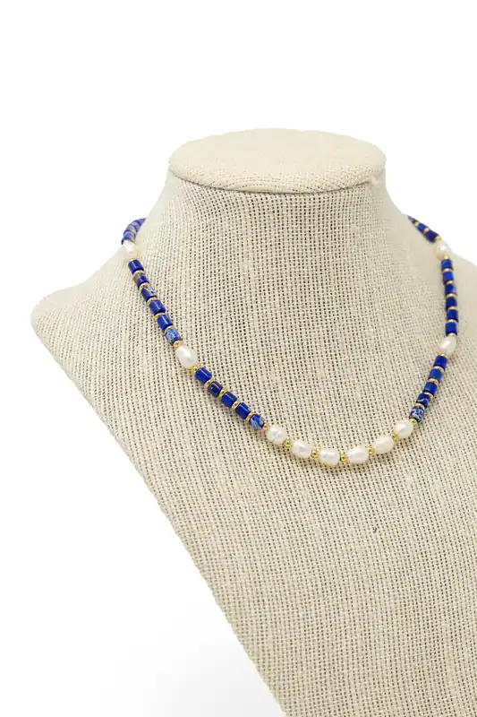 Kinsley Blue + Pearl Necklace - Mary Kathryn Design
