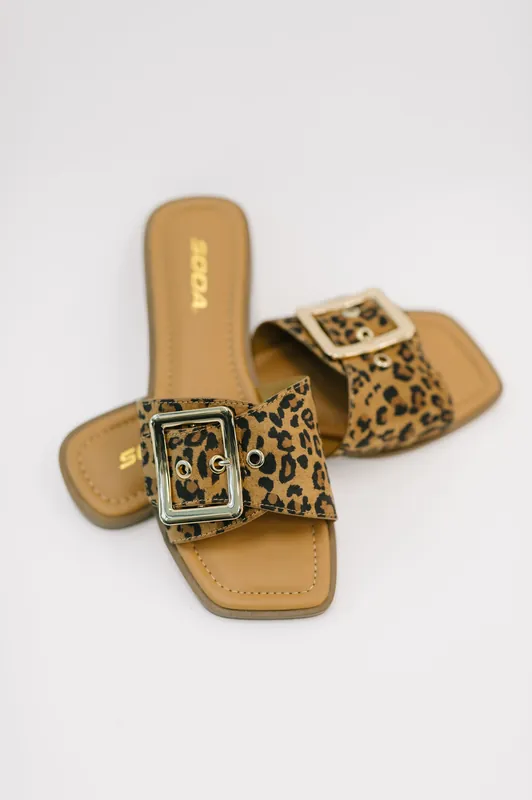Opera Square Toe Buckle Slip On Sandal - Soda
