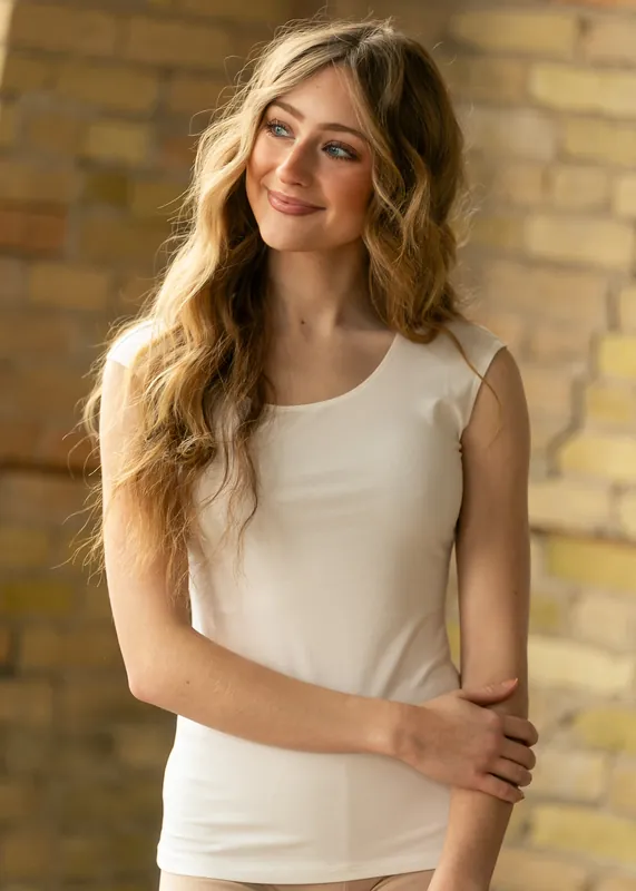 Classic Ivory Cap Sleeve Tank - Inherit Co.