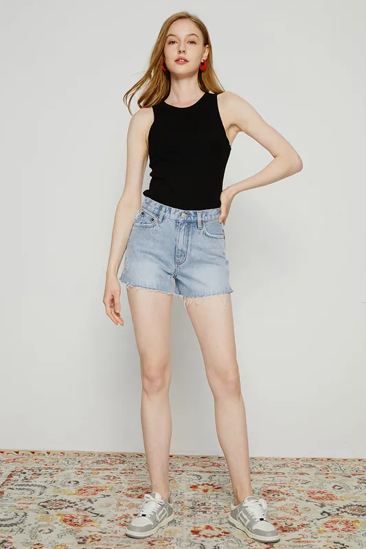 High Rise Denim Shorts HJ167 - Hey Joanie