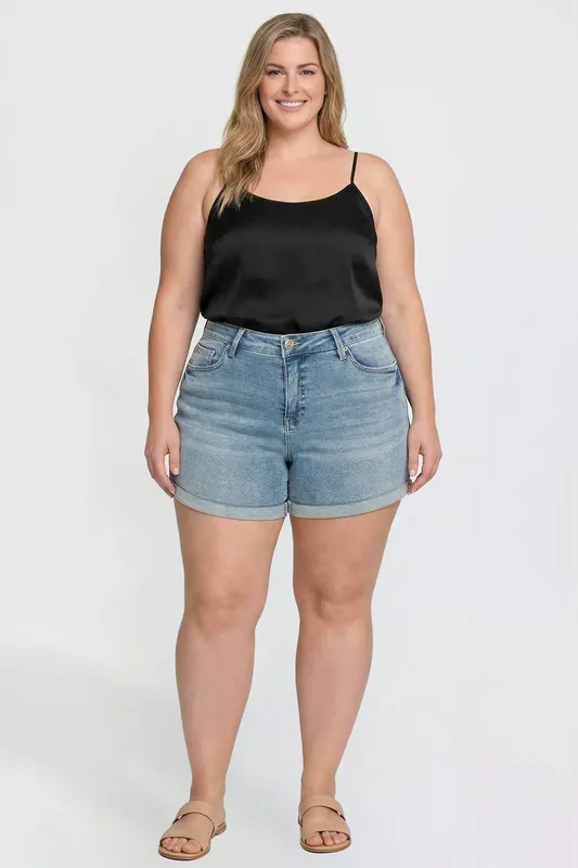 Plus Premium Stretch Fold-Over Cuff Shorts