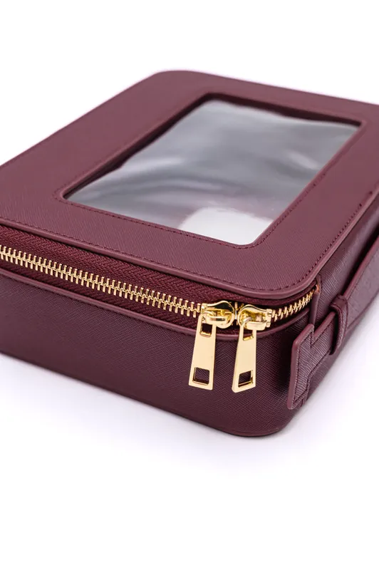 PU Leather Travel Cosmetic Case in Wine - The Dapper Squirrel