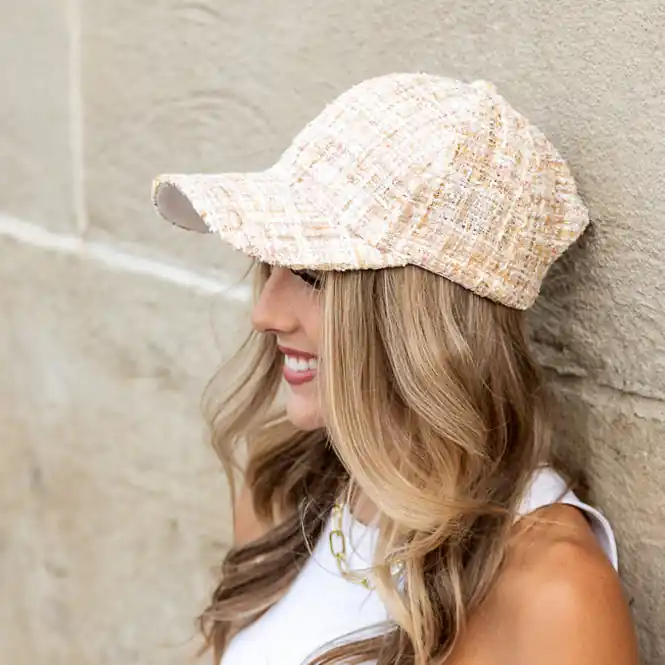 Tweed Sparkle Ball Cap - Aili's Corner