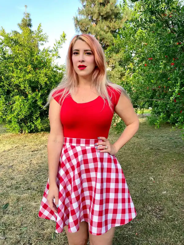 Red Gingham Skater Skirt - Retrolicious