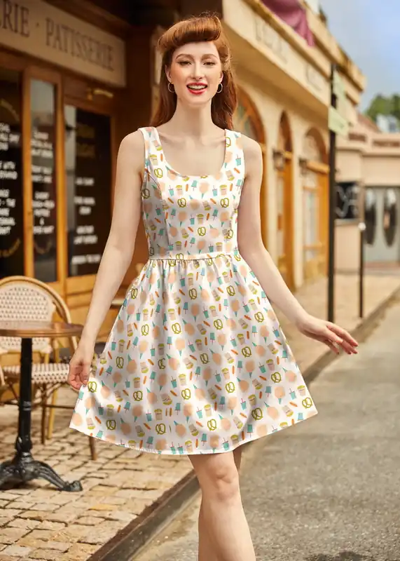 Snacks Shorter Length Fit & Flare Dress - Retrolicious