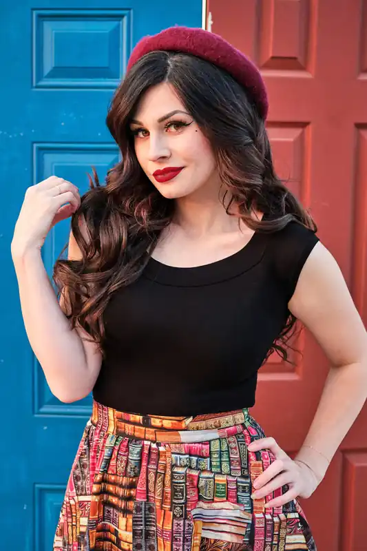 Retro Boat Neck Top in Black - Retrolicious