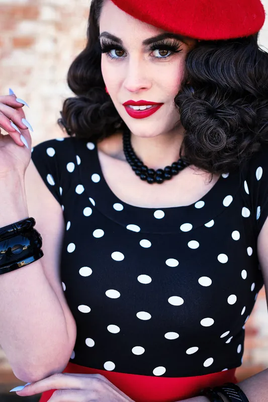 Boat Neck Top in Polka Dots - Retrolicious