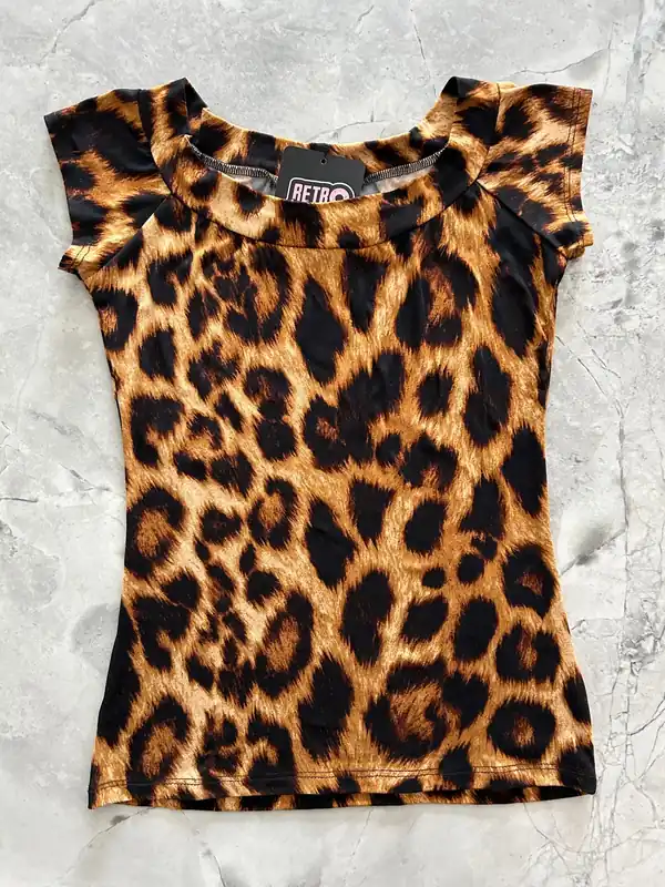 Retro Boat Neck Top in Leopard - Retrolicious