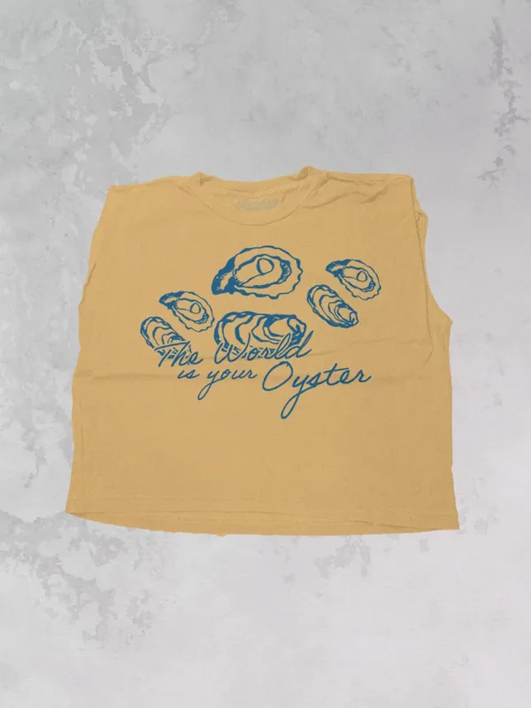 The World is Your Oyster Vintage Cropped Muscle Tank - the Clandestine Underground