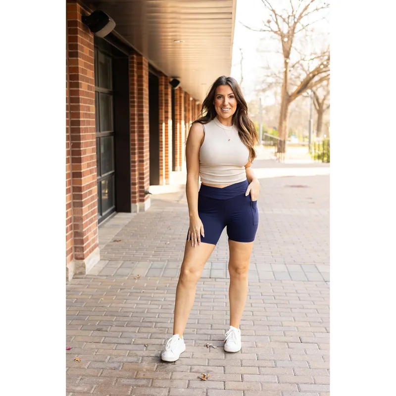 The Abby - NAVY Crossover Biker 5 Shorts