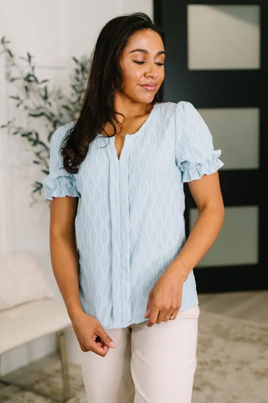 To Call My Own Textured Blouse in Powder Blue - One Eleven North