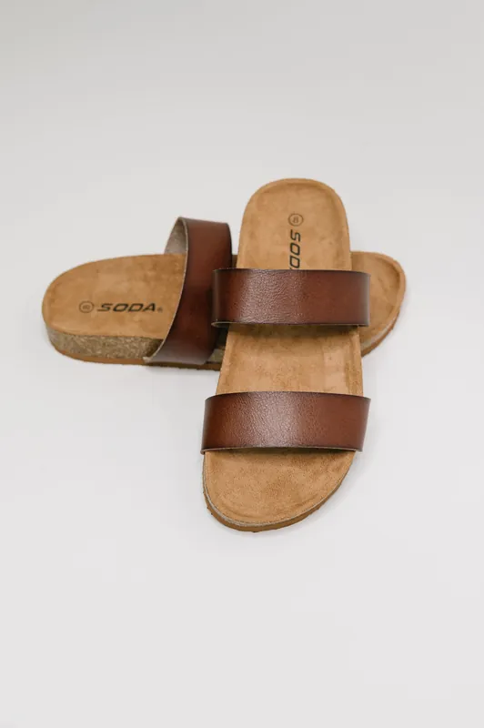 Eulee Round Toe Slip On Sandal in Light Brown - Soda