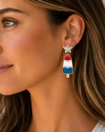 Patriotic Popsicle Enamel Earrings - Grace+Emma