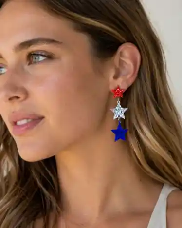 Patriotic Dangle Star Earrings - Grace+Emma