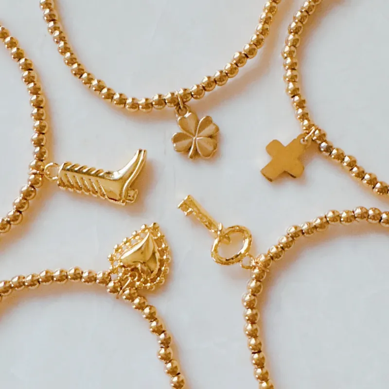 Golden Ball Single Charm Stretch Bracelet - Ellisonyoung.com