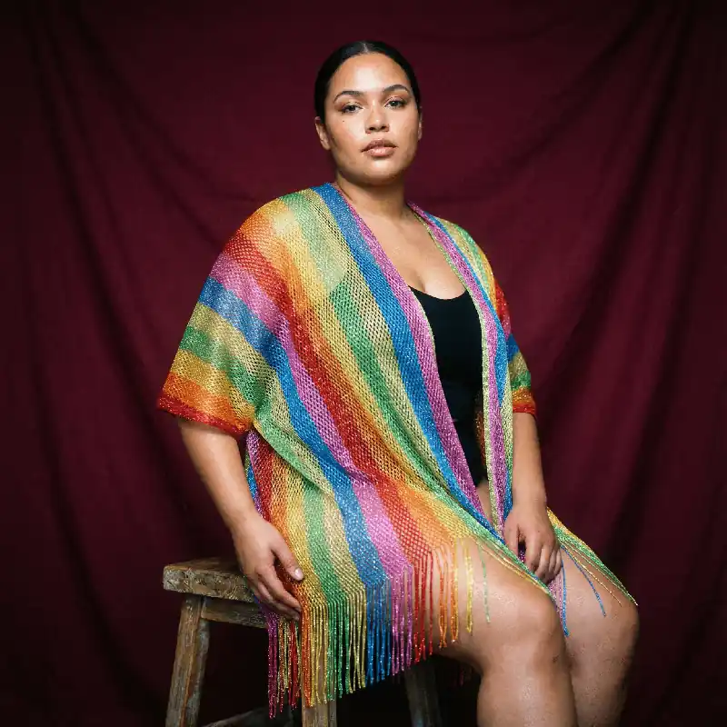 Shimmer Mesh Pride Scarf Wrap in Rainbow Stripe | Unisex Summer Shawl LGBTQ Pride - The Bullish Store