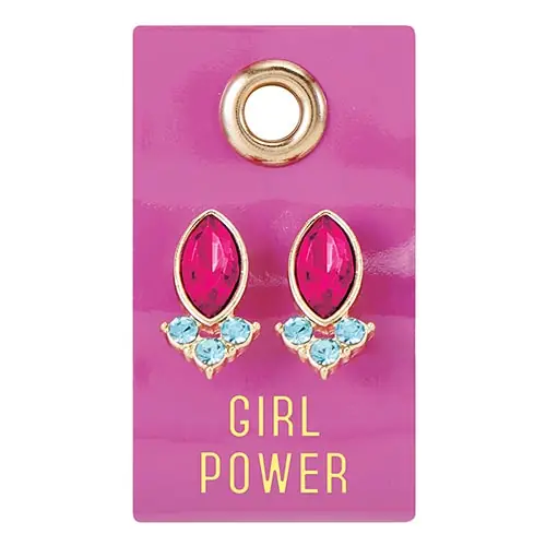 Girl Power Gemstone Leather Tag Earrings - The Bullish Store