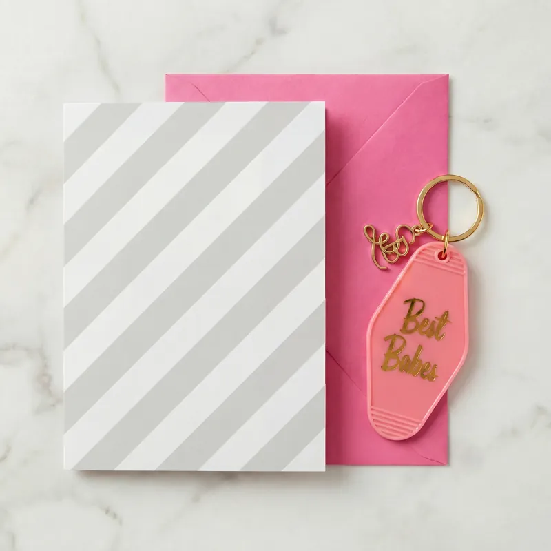 Best Babes Motel Style Keychain with Birthday Greeting Card - The Bullish Store